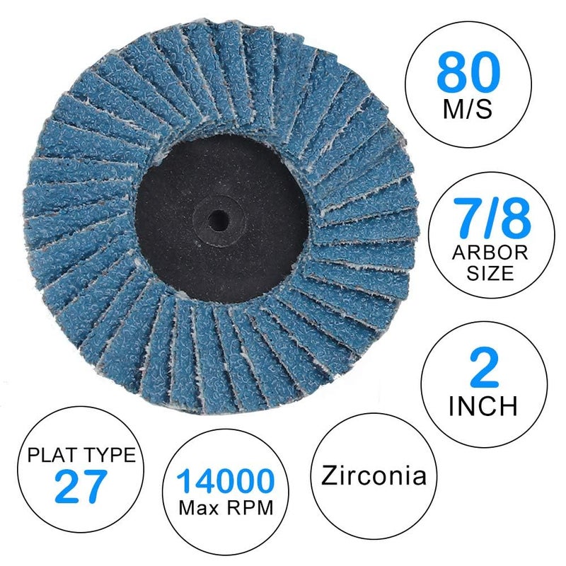 Titoe 24 PCS 2 inch Flap Disc(80 Grits)，T27 Zirconia Alumina，Grinding Sanding Sandpaper Wheels with 1/4 inch Holder- Auto Repair.Metal DIY,Repair,Grinding.Removing Paint, Burrs, Rust, Etc. - Image 4